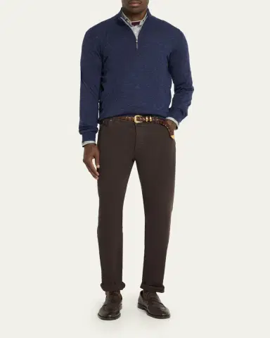 Brunello Cucinelli Men's Cashmere-Blend Quarter-Zip Sweater | Thumbnail 7 Brunello Cucinelli Men's Cashmere-Blend Quarter-Zip Sweater | Thumbnail 7