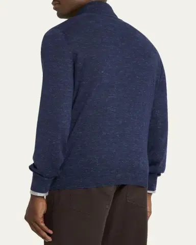 Brunello Cucinelli Men's Cashmere-Blend Quarter-Zip Sweater | Thumbnail 8 Brunello Cucinelli Men's Cashmere-Blend Quarter-Zip Sweater | Thumbnail 8