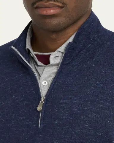 Brunello Cucinelli Men's Cashmere-Blend Quarter-Zip Sweater | Thumbnail 10 Brunello Cucinelli Men's Cashmere-Blend Quarter-Zip Sweater | Thumbnail 10