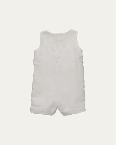 Ralph Lauren Kid's Starfish-Embroidered Linen Shortall & Hat Set, Size 3M-24M | Thumbnail 2 Ralph Lauren Kid's Starfish-Embroidered Linen Shortall & Hat Set, Size 3M-24M | Thumbnail 2