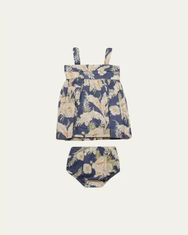Ralph Lauren Girl's Floral Linen-Cotton Dress & Bloomers Set, Size 3M-24M | Thumbnail 2 Ralph Lauren Girl's Floral Linen-Cotton Dress & Bloomers Set, Size 3M-24M | Thumbnail 2