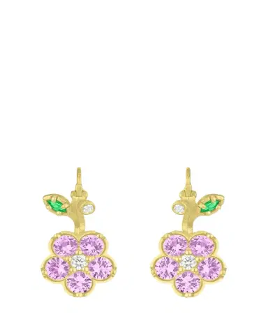 Paul Morelli 18K Yellow Gold Wild Child Pink Sapphire Drop Earrings with Diamonds and Tsavorite | Thumbnail 1 Paul Morelli 18K Yellow Gold Wild Child Pink Sapphire Drop Earrings with Diamonds and Tsavorite | Thumbnail 1