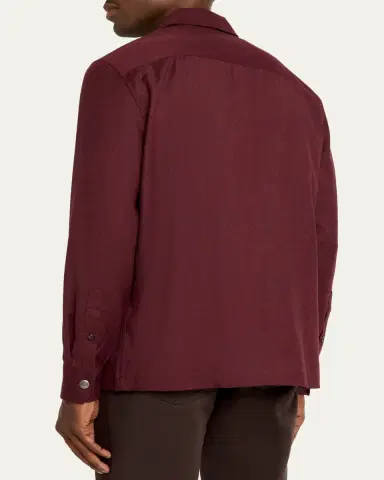 Brunello Cucinelli Men's Wool Snap-Front Overshirt | Thumbnail 3 Brunello Cucinelli Men's Wool Snap-Front Overshirt | Thumbnail 3