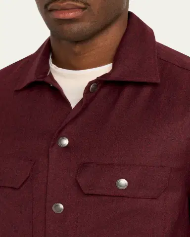 Brunello Cucinelli Men's Wool Snap-Front Overshirt | Thumbnail 5 Brunello Cucinelli Men's Wool Snap-Front Overshirt | Thumbnail 5