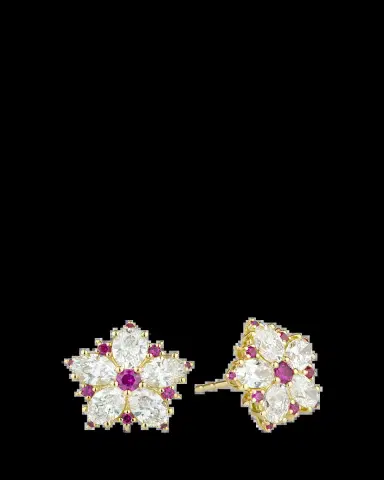 Paul Morelli 18K Yellow Gold Diamond and Ruby Flower Stud Earrings | Thumbnail 2 Paul Morelli 18K Yellow Gold Diamond and Ruby Flower Stud Earrings | Thumbnail 2