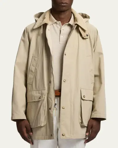 Ralph Lauren Purple Label Men's Ventile Twill Hooded Car Coat | Thumbnail 4 Ralph Lauren Purple Label Men's Ventile Twill Hooded Car Coat | Thumbnail 4