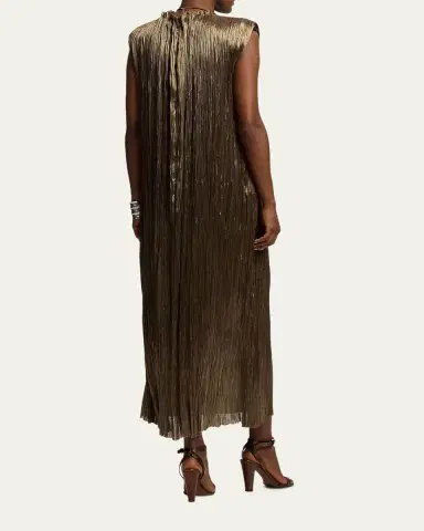 Ralph Lauren Collection Virna Pleated Lamé Cocktail Dress | Thumbnail 3 Ralph Lauren Collection Virna Pleated Lamé Cocktail Dress | Thumbnail 3