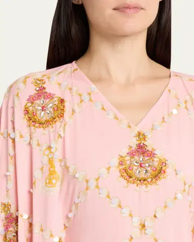 Verandah Hand-Beaded Orchid Maxi Kaftan Coverup | Thumbnail 5 Verandah Hand-Beaded Orchid Maxi Kaftan Coverup | Thumbnail 5