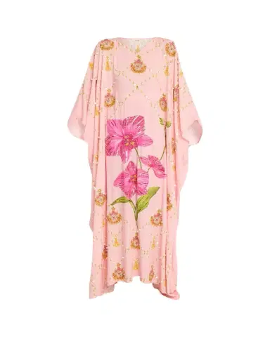 Verandah Hand-Beaded Orchid Maxi Kaftan Coverup | Thumbnail 1 Verandah Hand-Beaded Orchid Maxi Kaftan Coverup | Thumbnail 1