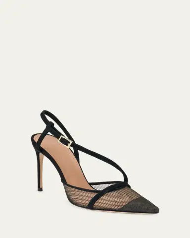 Malone Souliers Valeria 90mm Suede & Mesh Slingback Pumps | Thumbnail 2 Malone Souliers Valeria 90mm Suede & Mesh Slingback Pumps | Thumbnail 2