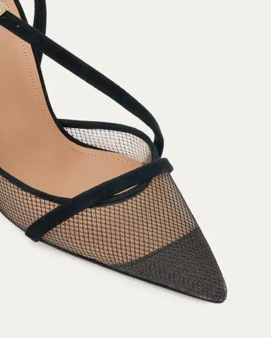Malone Souliers Valeria 90mm Suede & Mesh Slingback Pumps | Thumbnail 4 Malone Souliers Valeria 90mm Suede & Mesh Slingback Pumps | Thumbnail 4