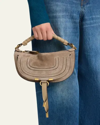 Chloe Marcie Mini Saddle Crossbody Bag in Suede | Thumbnail 2 Chloe Marcie Mini Saddle Crossbody Bag in Suede | Thumbnail 2