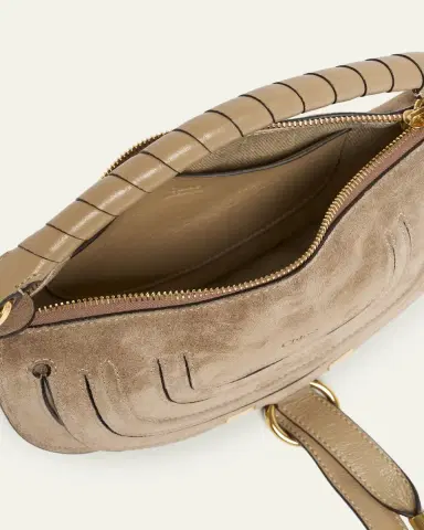 Chloe Marcie Mini Saddle Crossbody Bag in Suede | Thumbnail 4 Chloe Marcie Mini Saddle Crossbody Bag in Suede | Thumbnail 4