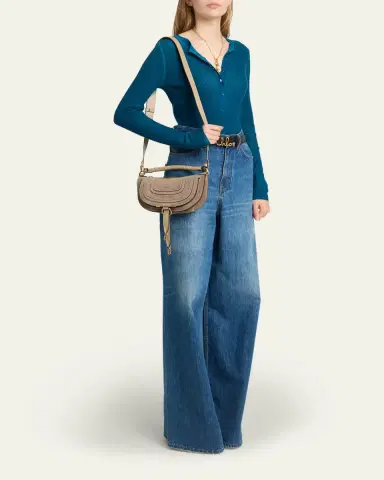 Chloe Marcie Mini Saddle Crossbody Bag in Suede | Thumbnail 5 Chloe Marcie Mini Saddle Crossbody Bag in Suede | Thumbnail 5