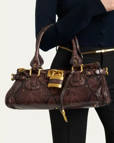 Chloe Paddington Python-Embossed Leather Top-Handle Bag | Thumbnail 2 Chloe Paddington Python-Embossed Leather Top-Handle Bag | Thumbnail 2