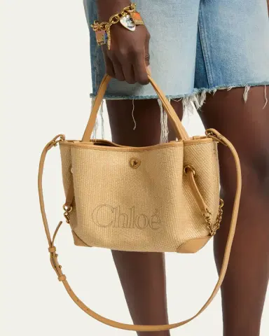 Chloe Clover Small Raffia-Effect Tote Bag | Thumbnail 2 Chloe Clover Small Raffia-Effect Tote Bag | Thumbnail 2