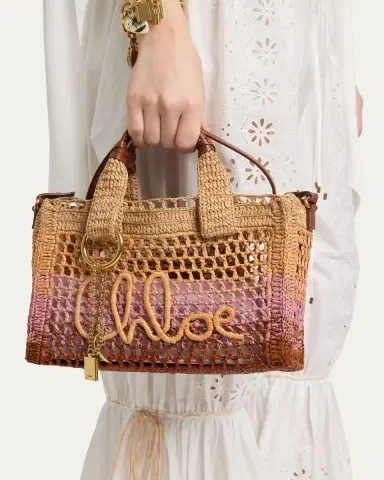 Chloe Summer Banana Ombre Crochet Raffia Tote Bag | Thumbnail 2 Chloe Summer Banana Ombre Crochet Raffia Tote Bag | Thumbnail 2