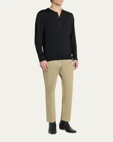 TOM FORD Men's Comfort Stretch Flat-Front Trousers | Thumbnail 2 TOM FORD Men's Comfort Stretch Flat-Front Trousers | Thumbnail 2