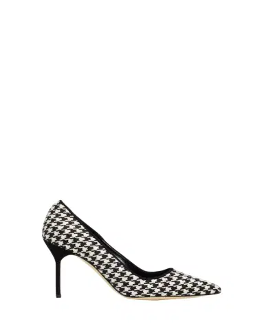 Manolo Blahnik 90mm BB Houndstooth Wool Pumps | Thumbnail 1 Manolo Blahnik 90mm BB Houndstooth Wool Pumps | Thumbnail 1