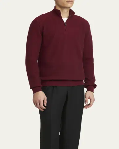 Brioni Men's Cashmere Quarter-Zip Sweater | Thumbnail 4 Brioni Men's Cashmere Quarter-Zip Sweater | Thumbnail 4