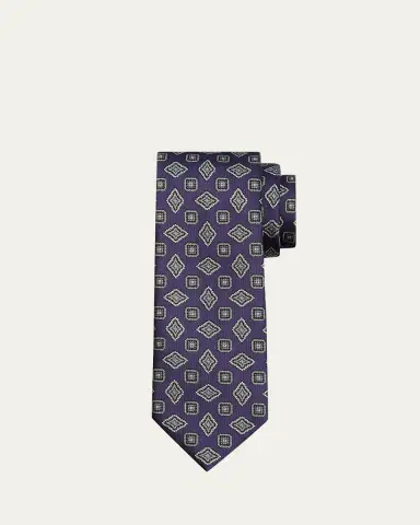 Brioni Men's Medallion Silk Tie | Thumbnail 4 Brioni Men's Medallion Silk Tie | Thumbnail 4