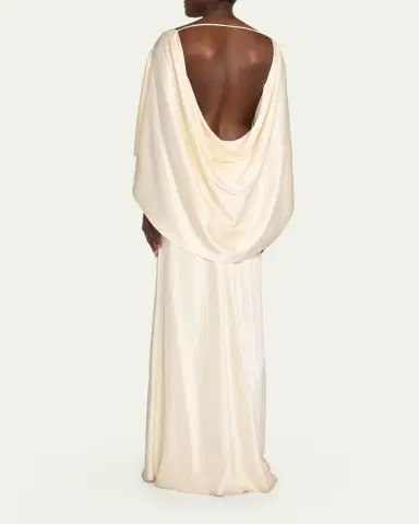 Heirlome Anna Draped Capelet Backless Silk Maxi Dress | Thumbnail 3 Heirlome Anna Draped Capelet Backless Silk Maxi Dress | Thumbnail 3