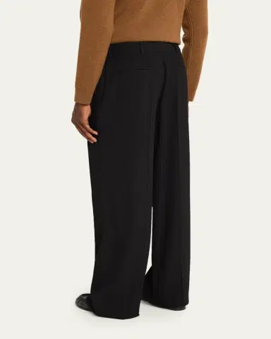 Saint Laurent Men's Wool Stripe Pleated Wide-Leg Trousers | Thumbnail 3 Saint Laurent Men's Wool Stripe Pleated Wide-Leg Trousers | Thumbnail 3