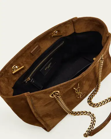 Saint Laurent Niki Small East-West Chevron Suede Shopping Bag | Thumbnail 4 Saint Laurent Niki Small East-West Chevron Suede Shopping Bag | Thumbnail 4