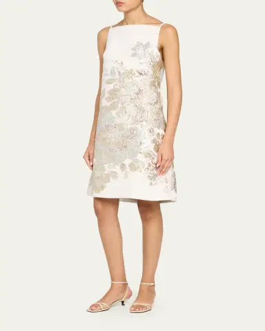 Rickie Freeman for Teri Jon Metallic Floral Jacquard Mini Shift Dress | Thumbnail 4 Rickie Freeman for Teri Jon Metallic Floral Jacquard Mini Shift Dress | Thumbnail 4