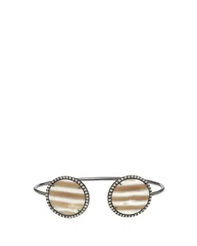 Kimberly McDonald One-of-a-Kind Striped Chalcedony Disk Wire Cuff | Thumbnail 1 Kimberly McDonald One-of-a-Kind Striped Chalcedony Disk Wire Cuff | Thumbnail 1
