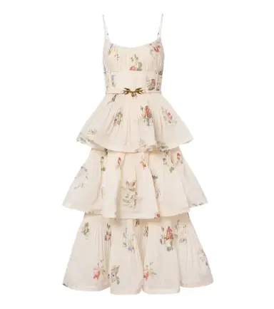 Zimmermann Floral pleated tiered bustier dress | Thumbnail 1 Zimmermann Floral pleated tiered bustier dress | Thumbnail 1