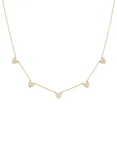 Wish Fine Jewelry 0.52ct Diamond 18K Gold Pave Heart Stationed Necklace | Thumbnail 1 Wish Fine Jewelry 0.52ct Diamond 18K Gold Pave Heart Stationed Necklace | Thumbnail 1