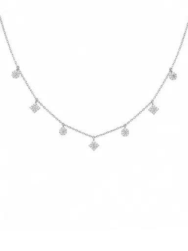 Wish Fine Jewelry 0.71ct Diamond 18K Gold Pave Multi Shape Stationed Necklace | Thumbnail 1 Wish Fine Jewelry 0.71ct Diamond 18K Gold Pave Multi Shape Stationed Necklace | Thumbnail 1