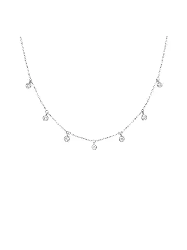 Wish Fine Jewelry 0.72ct Diamond 18K Gold Bezel Drop Stationed Necklace | Thumbnail 1 Wish Fine Jewelry 0.72ct Diamond 18K Gold Bezel Drop Stationed Necklace | Thumbnail 1