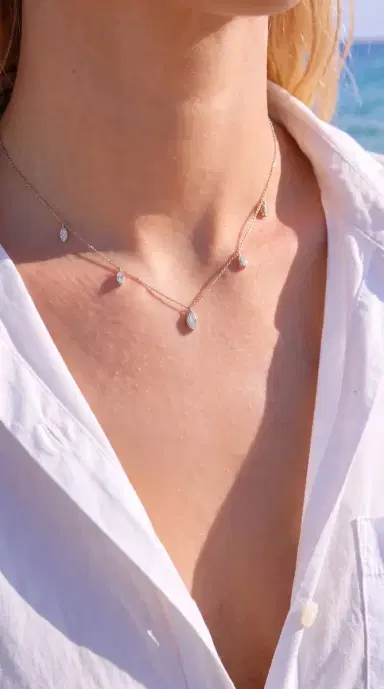 Wish Fine Jewelry 0.91ct Diamond 18K Gold Graduated Station Necklace | Thumbnail 2 Wish Fine Jewelry 0.91ct Diamond 18K Gold Graduated Station Necklace | Thumbnail 2