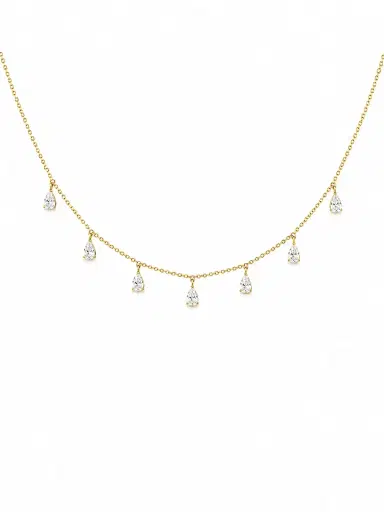 Wish Fine Jewelry 1.04ct Diamond 18K Gold Pear Drop Stationed Necklace | Thumbnail 2 Wish Fine Jewelry 1.04ct Diamond 18K Gold Pear Drop Stationed Necklace | Thumbnail 2