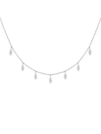 Wish Fine Jewelry 1.05ct Diamond 18K Gold Marquise Drop Stationed Necklace | Thumbnail 1 Wish Fine Jewelry 1.05ct Diamond 18K Gold Marquise Drop Stationed Necklace | Thumbnail 1