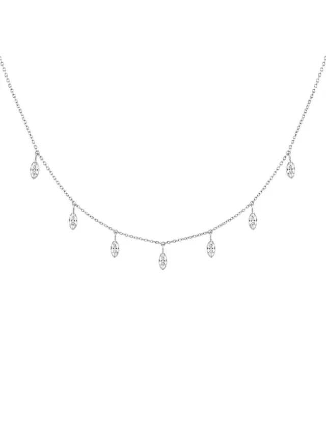 1.05ct Diamond 18K Gold Marquise Drop Stationed Necklace 1.05ct Diamond 18K Gold Marquise Drop Stationed Necklace