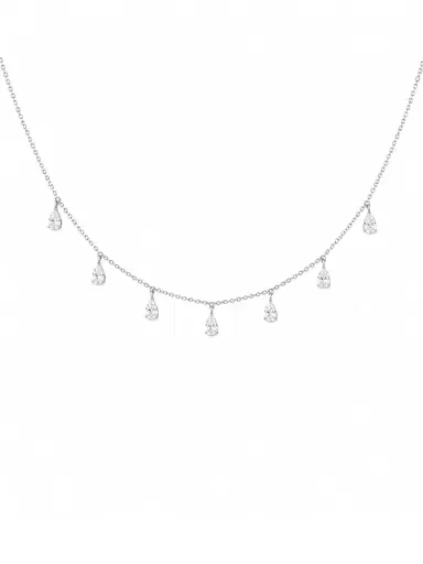 Wish Fine Jewelry 1.08ct Diamond 18K Gold Pear Drop Stationed Necklace | Thumbnail 1 Wish Fine Jewelry 1.08ct Diamond 18K Gold Pear Drop Stationed Necklace | Thumbnail 1