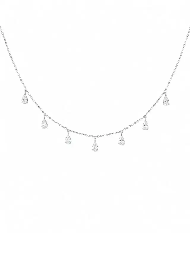 1.08ct Diamond 18K Gold Pear Drop Stationed Necklace 1.08ct Diamond 18K Gold Pear Drop Stationed Necklace