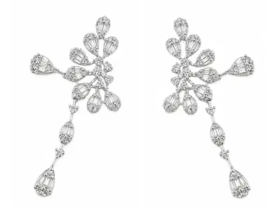 Wish Fine Jewelry 1.10ct Diamond 18K Gold Dangle Illusion Earrings | Thumbnail 1 Wish Fine Jewelry 1.10ct Diamond 18K Gold Dangle Illusion Earrings | Thumbnail 1