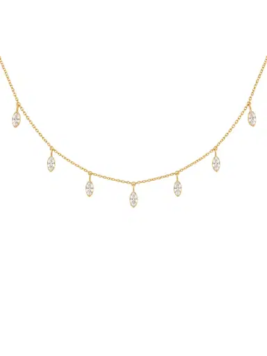 Wish Fine Jewelry 1.56ct Diamond 18K Gold Marquise Drop Stationed Necklace | Thumbnail 1 Wish Fine Jewelry 1.56ct Diamond 18K Gold Marquise Drop Stationed Necklace | Thumbnail 1