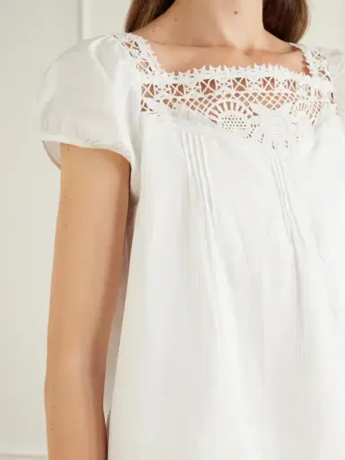 Posse Veda Broderie Anglaise-trimmed Organic Cotton-poplin Top | Thumbnail 4 Posse Veda Broderie Anglaise-trimmed Organic Cotton-poplin Top | Thumbnail 4