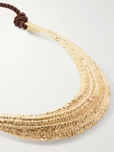 PAOLA SIGHINOLFI Delphine 18-karat Gold-plated Pewter And Cord Necklace | Thumbnail 4 PAOLA SIGHINOLFI Delphine 18-karat Gold-plated Pewter And Cord Necklace | Thumbnail 4