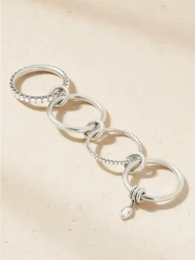Spinelli Kilcollin Inara Set Of Four Sterling Silver Diamond Rings | Thumbnail 3 Spinelli Kilcollin Inara Set Of Four Sterling Silver Diamond Rings | Thumbnail 3