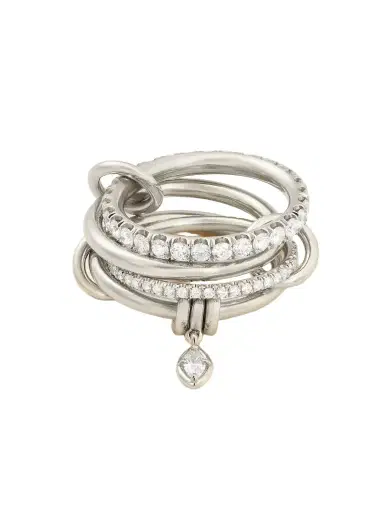 Spinelli Kilcollin Inara Set Of Four Sterling Silver Diamond Rings | Thumbnail 1 Spinelli Kilcollin Inara Set Of Four Sterling Silver Diamond Rings | Thumbnail 1
