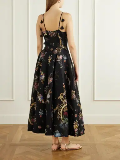 Camilla Flamenco Folklore Floral-print Linen And Silk-blend Dupioni Midi Dress | Thumbnail 3 Camilla Flamenco Folklore Floral-print Linen And Silk-blend Dupioni Midi Dress | Thumbnail 3