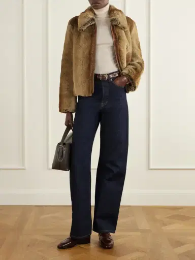 Veronica de Piante Mireia Leather-trimmed Plush Jacket | Thumbnail 2 Veronica de Piante Mireia Leather-trimmed Plush Jacket | Thumbnail 2