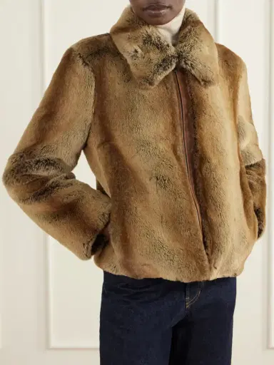 Veronica de Piante Mireia Leather-trimmed Plush Jacket | Thumbnail 3 Veronica de Piante Mireia Leather-trimmed Plush Jacket | Thumbnail 3