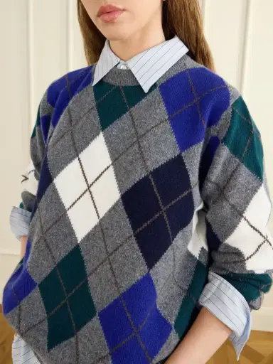 Daughter Ava Argyle Checked Wool Sweater | Thumbnail 5 Daughter Ava Argyle Checked Wool Sweater | Thumbnail 5